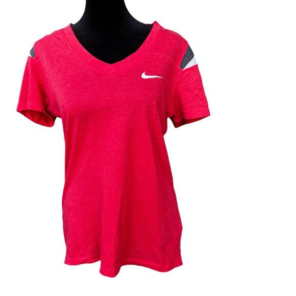 Nike T-shirt, red, short sleeves, V-neck women's size M - Picture 1 of 6